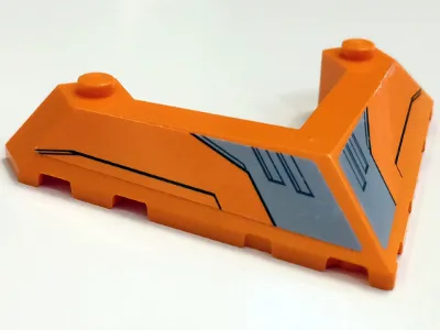 Wedge 6 x 8 Pointed Cutout with Light Bluish Gray Vents and Black Lines Pattern (Stickers) - Set 76081