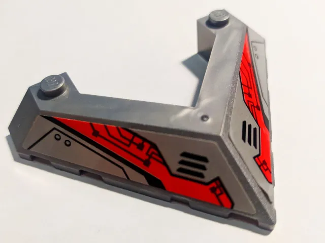 Wedge 6 x 8 Pointed Cutout with Black Vents and Lines and Red Armor Panels Pattern (Stickers) - Set 70323