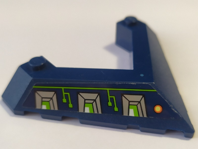 Wedge 6 x 8 Pointed Cutout with Silver Vents and Lime Circuitry Pattern Model Left Side (Sticker) - Set 70320