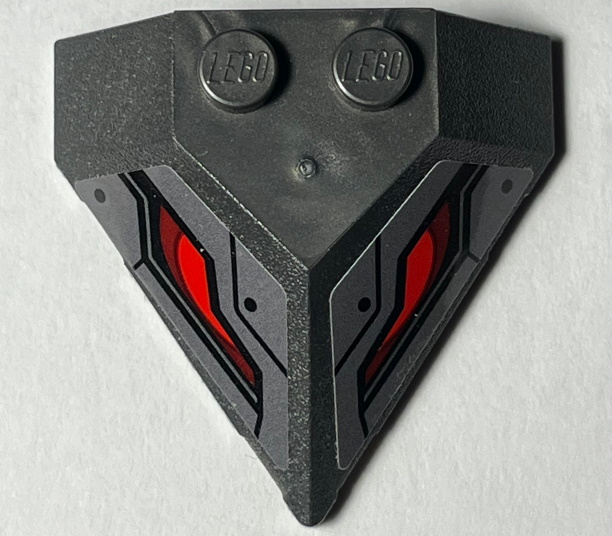 Wedge 4 x 4 Pointed with Red Eyes, Dark Bluish Gray Armor Plates and Rivets Pattern on Both Sides (Stickers) - Set 76117