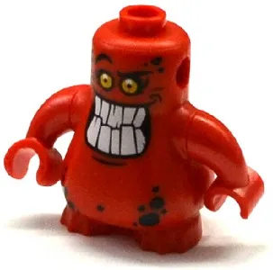 Body, Nexo Knights Scurrier with Red Arms with Bright Light Orange Eyes and Open Mouth Smile with 10 Flat White Teeth Pattern