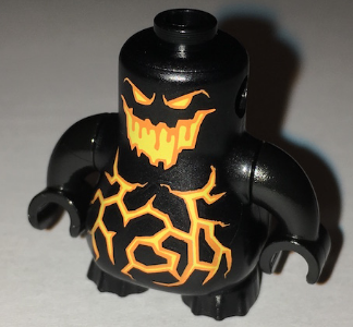 Body, Nexo Knights Scurrier with Black Arms with Orange and Yellow Eyes, Open Mouth and Cracks Pattern