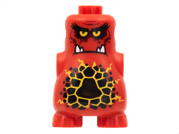 Body, Nexo Knights Scurrier with Bright Light Orange Eyes and Closed Frown with 4 Sharp White Teeth Pattern