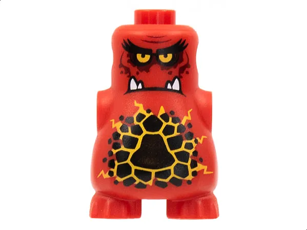 Body, Nexo Knights Scurrier with Bright Light Orange Eyes and Closed Frown with 4 Sharp White Teeth Pattern
