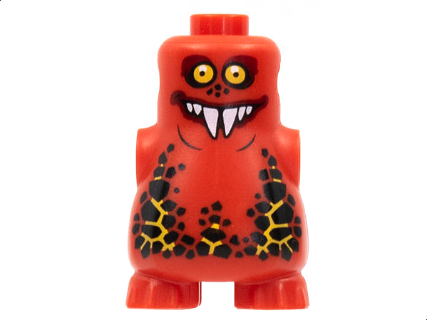Body, Nexo Knights Scurrier with Bright Light Orange Eyes and Closed Mouth Smile with 6 Sharp White Teeth Pattern