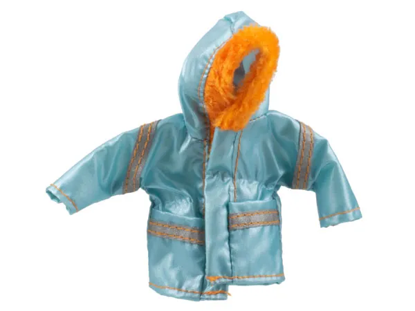Scala, Clothes Female Shiny Light Blue Parka with Hood and Orange Trim