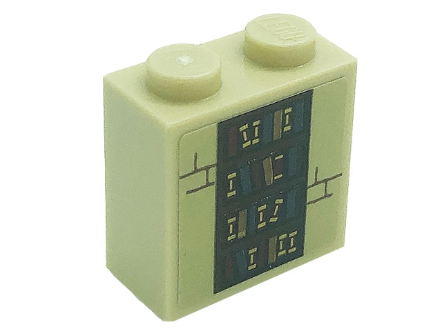 Brick, Modified 1 x 2 x 1 2/3 with Studs on Side with Books on Bookcase and Bricks Pattern (Sticker) - Set 71043