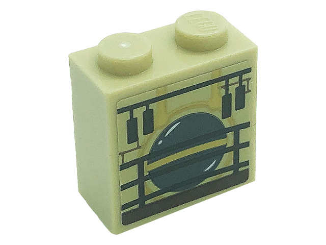 Brick, Modified 1 x 2 x 1 2/3 with Studs on Side with Pendulum and Fence Pattern (Sticker) - Set 71043