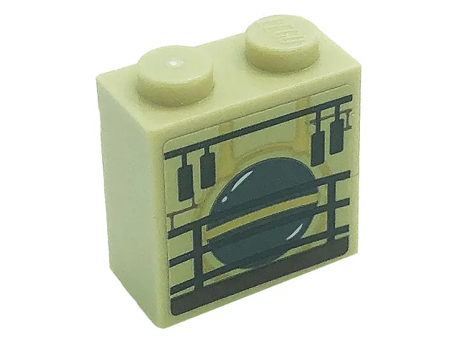 Brick, Modified 1 x 2 x 1 2/3 with Studs on Side with Pendulum and Fence Pattern (Sticker) - Set 71043