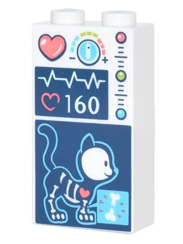 Brick 1 x 2 x 3 with Medical Data, Heart, Temperature, Pulse, and Cat X-Ray Pattern