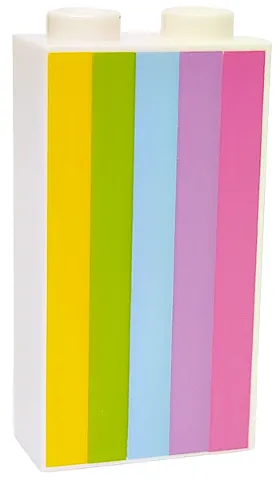 Brick 1 x 2 x 3 with Yellow, Lime, Bright Light Blue, Medium Lavender and Dark Pink Stripes Pattern