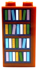Brick 1 x 2 x 3 with Book Case with Holographic Books Pattern (Sticker) - Set 43193