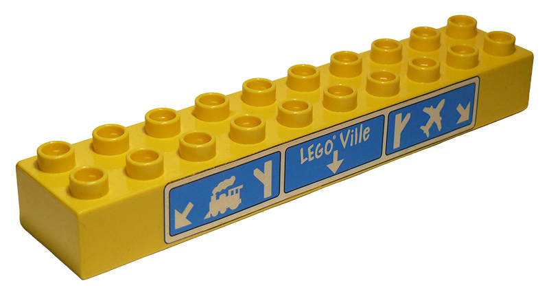Duplo, Brick 2 x 10 with Legoville, Train, and Airport Pattern