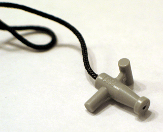 Minifigure, Utensil Hose Nozzle T Handle with 24L Black String