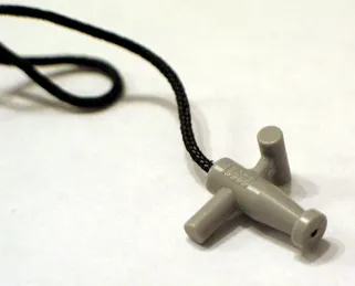 Minifigure, Utensil Hose Nozzle T Handle with 24L Black String