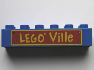 Duplo, Brick 2 x 6 with 'LEGO Ville' Text Pattern