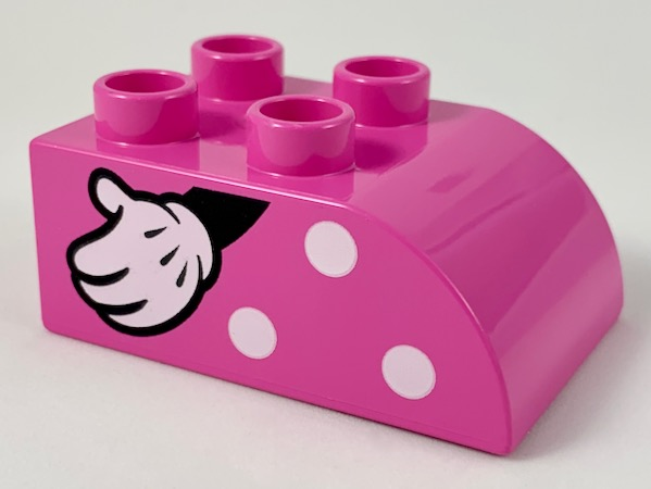 Duplo, Brick 2 x 3 Slope Curved with White Polka Dots and Left Hand with Glove Pattern