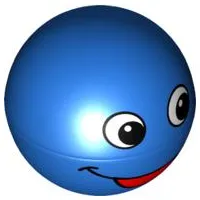 Duplo Ball for Ball Tube with Red Open Mouth Smile and Black and White Eyes Pattern