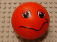 Duplo Ball for Ball Tube with Wavy Smile and Black and White Eyes with Eyelids Pattern