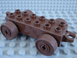 Duplo Car Base 2 x 6 with Open Hitch End and Brown Wheels