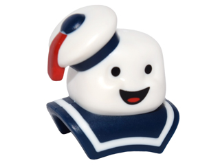 Minifigure, Head, Modified Marshmallow Man with Hat and Collar with Stay Puft Bibendum Chamallow Pattern