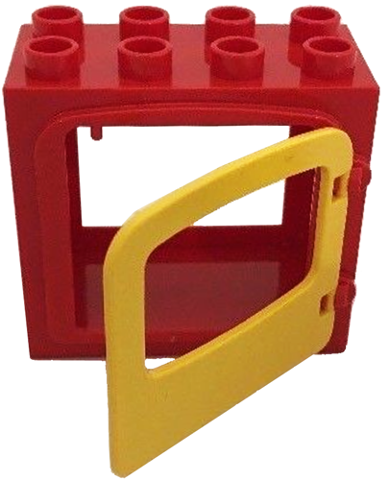 Duplo Door / Window Frame 2 x 4 x 3 Raised Door Outline with Yellow Door / Window with Single Pane and Interior Top Clip (2332 / 4247)