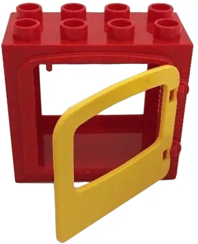 Duplo Door / Window Frame 2 x 4 x 3 Raised Door Outline with Yellow Door / Window with Single Pane and Interior Top Clip (2332 / 4247)