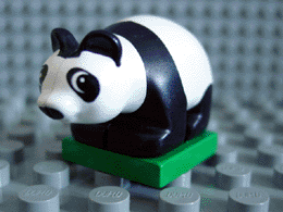 Duplo Panda Baby Cub on Green Base, Eyes Looking Left