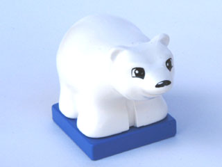 Duplo Bear Baby Cub on Blue Base with Black Eyes Squared and Oval Nose Pattern