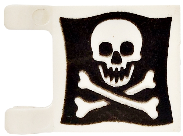 Flag 2 x 2 Square with Rounded Skull and Crossbones on Black Background Pattern on Both Sides (Jolly Roger)