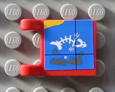 Flag 2 x 2 Square with Blue Map Pattern (Sticker) - Set 6559