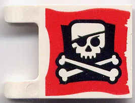 Flag 2 x 2 Square with Skull and Crossbones with Eye Patch on Red Background Pattern