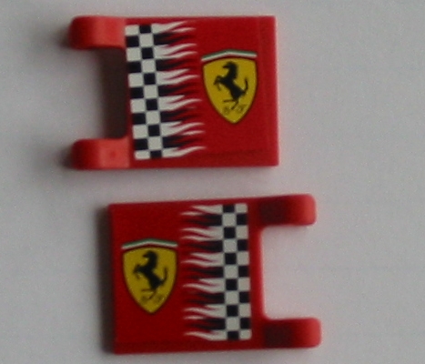 Flag 2 x 2 Square with Ferrari Logo and Checkered Pattern on Both Sides (Stickers) - Sets 8123 / 8375 / 8389 / 8672