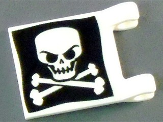 Flag 2 x 2 Square with Evil Skull and Crossbones on Black Background Pattern on Both Sides (Jolly Roger)