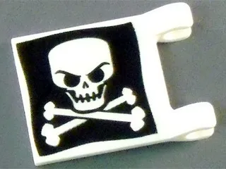 Flag 2 x 2 Square with Evil Skull and Crossbones on Black Background Pattern on Both Sides (Jolly Roger)
