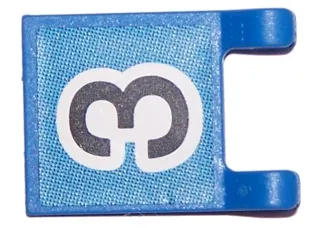 Flag 2 x 2 Square with Black Number 3 on Blue Background Pattern (Sticker) - Sets 3420 / 3425