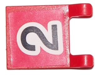 Flag 2 x 2 Square with Black Number 2 on Red Background Pattern (Sticker) - Sets 3420 / 3425