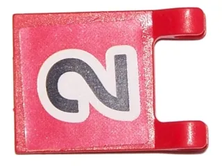 Flag 2 x 2 Square with Black Number 2 on Red Background Pattern (Sticker) - Sets 3420 / 3425