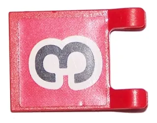 Flag 2 x 2 Square with Black Number 3 on Red Background Pattern (Sticker) - Sets 3420 / 3425