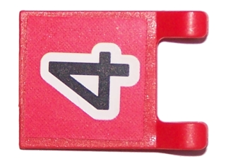 Flag 2 x 2 Square with Black Number 4 on Red Background Pattern (Sticker) - Sets 3420 / 3425