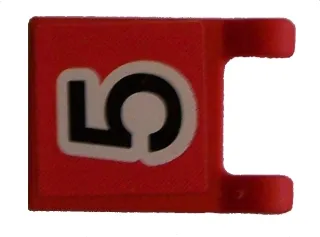 Flag 2 x 2 Square with Black Number 5 on Red Background Pattern (Sticker) - Sets 3420 / 3425