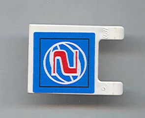 Flag 2 x 2 Square with Red Number 2 and White Wire Frame Basketball on Blue Background Pattern (Sticker) - Sets 3432 / 3433