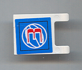 Flag 2 x 2 Square with Red Number 3 and White Wire Frame Basketball on Blue Background Pattern (Sticker) - Sets 3432 / 3433