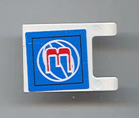 Flag 2 x 2 Square with Red Number 3 and White Wire Frame Basketball on Blue Background Pattern (Sticker) - Sets 3432 / 3433