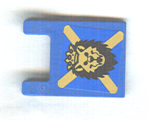 Flag 2 x 2 Square with Lion Head with Crown and Yellow X on Blue Background Pattern (Sticker) - Set 10176