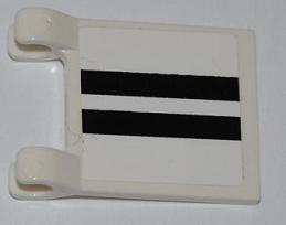 Flag 2 x 2 Square with 2 Black Lines on White Background Pattern (Sticker) - Set 8198