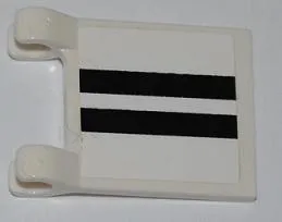 Flag 2 x 2 Square with 2 Black Lines on White Background Pattern (Sticker) - Set 8198