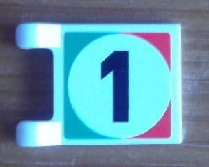 Flag 2 x 2 Square with Black Number 1 in Italian Flag Pattern on Both Sides  (Stickers) - Set 8679