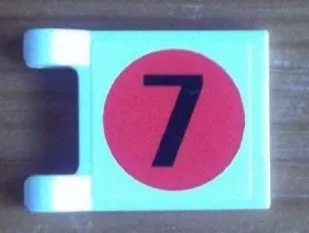 Flag 2 x 2 Square with Number 7 in Japan Flag Pattern on Both Sides  (Stickers) - Set 8679