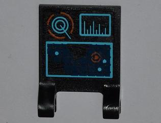 Flag 2 x 2 Square with Bar Chart and Map on Screen Pattern (Sticker) - Set 6868